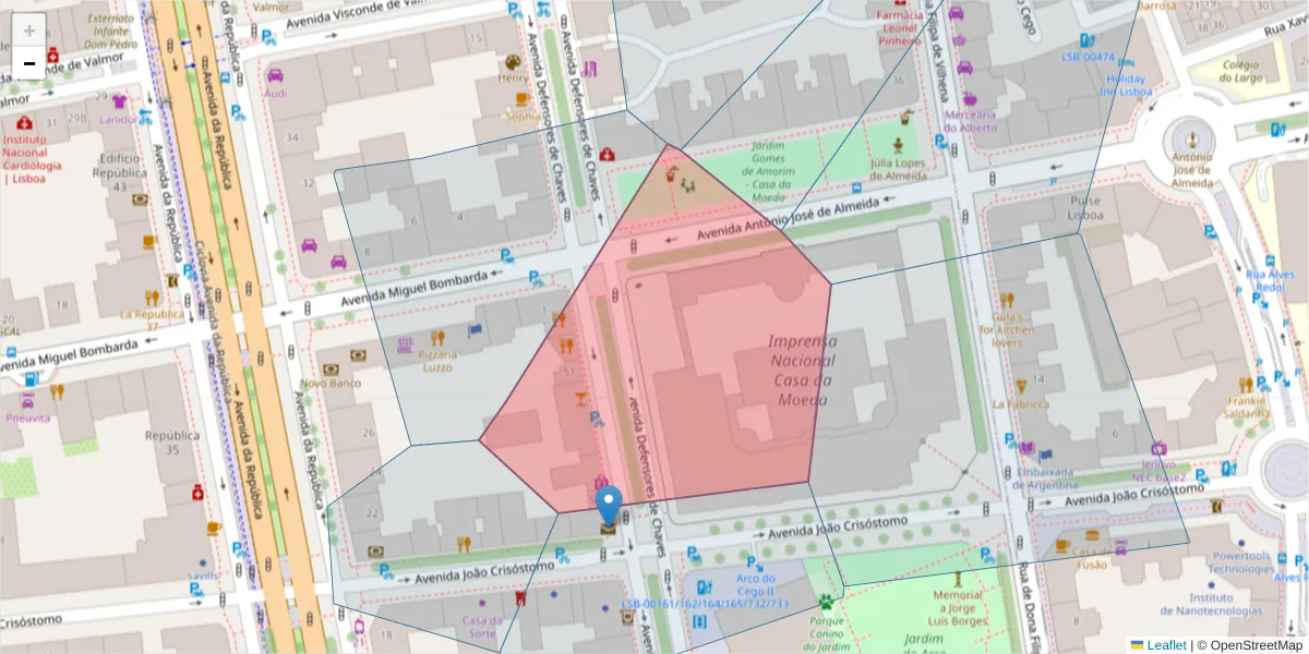 Mapa detalhado do código postal 1000-112 com limites, códigos postais vizinhos e agências dos correios