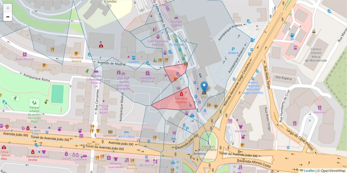 Mapa detalhado do código postal 1000-222 São João de Deus com limites, códigos postais vizinhos e agências dos correios