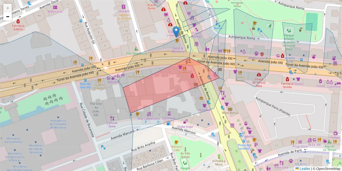 Mapa detalhado do código postal 1000-260 São João de Deus com limites, códigos postais vizinhos e agências dos correios