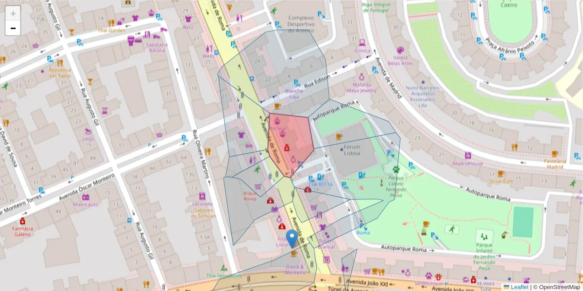 Mapa detalhado do código postal 1000-265 São João de Deus com limites, códigos postais vizinhos e agências dos correios