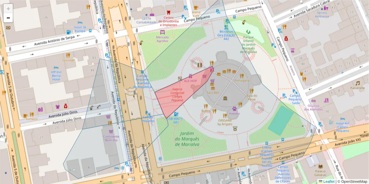 Mapa detalhado do código postal 1000-306 com limites, códigos postais vizinhos e agências dos correios
