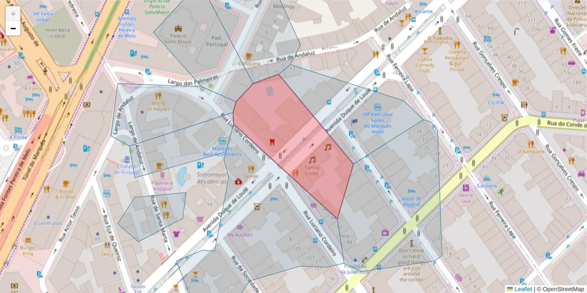 Mapa detalhado do código postal 1050-087 Coração de Jesus com limites, códigos postais vizinhos e agências dos correios