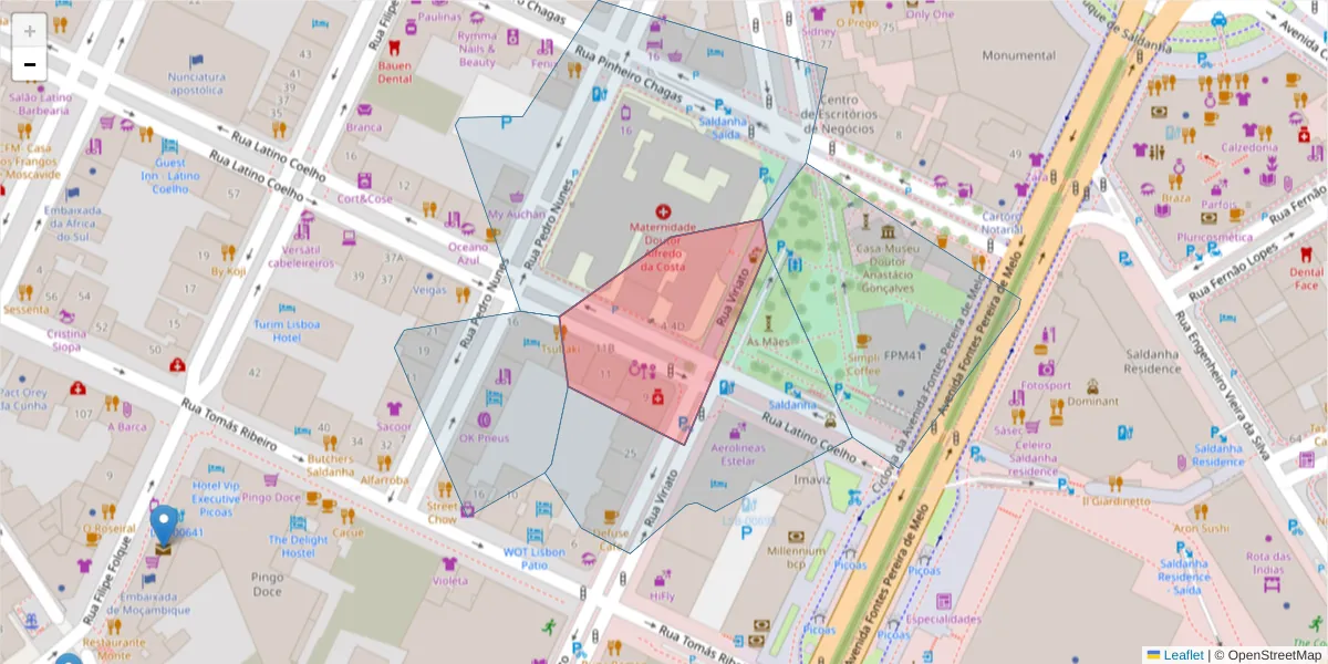 Mapa detalhado do código postal 1050-234 São Sebastião da Pedreira com limites, códigos postais vizinhos e agências dos correios