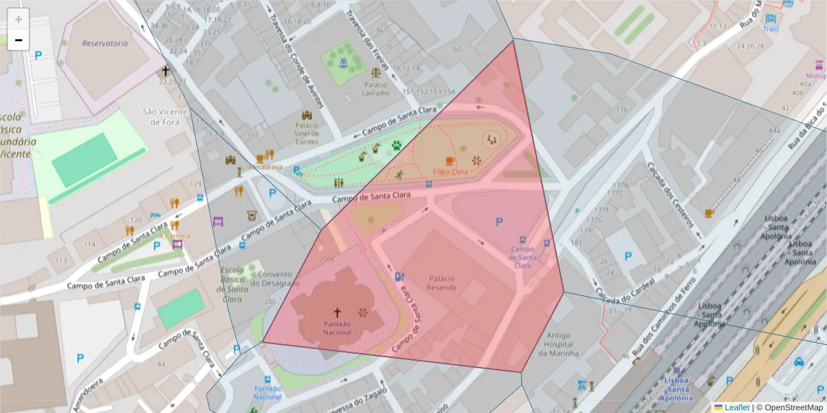 Mapa detalhado do código postal 1100-116 com limites, códigos postais vizinhos e agências dos correios