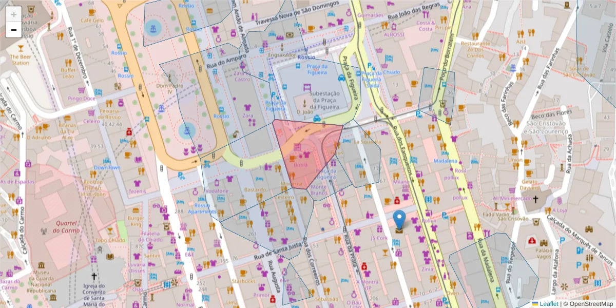 Mapa detalhado do código postal 1100-241 com limites, códigos postais vizinhos e agências dos correios