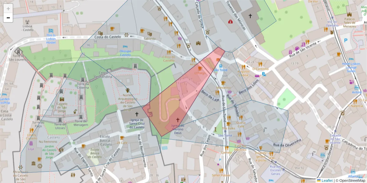Mapa detalhado do código postal 1100-375 com limites, códigos postais vizinhos e agências dos correios