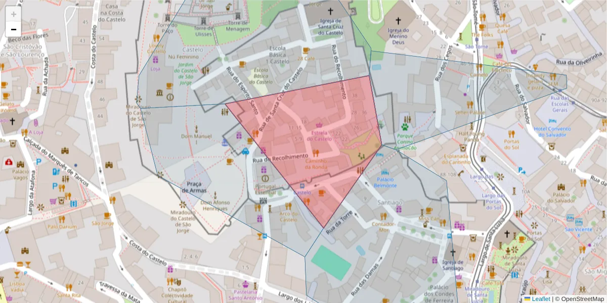 Mapa detalhado do código postal 1100-478 com limites, códigos postais vizinhos e agências dos correios