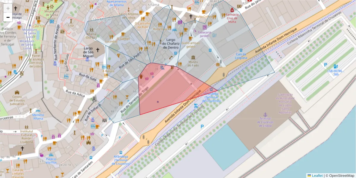 Mapa detalhado do código postal 1100-604 com limites, códigos postais vizinhos e agências dos correios