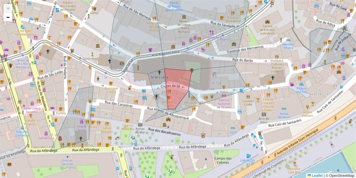 Mapa detalhado do código postal 1100-686 com limites, códigos postais vizinhos e agências dos correios