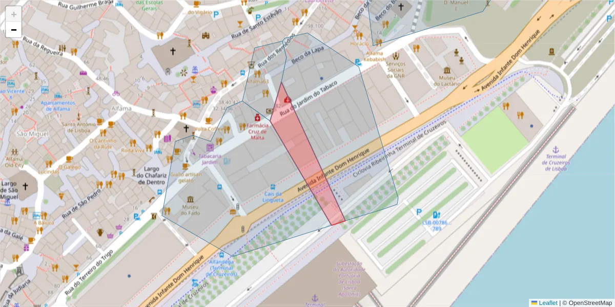 Mapa detalhado do código postal 1149-041 com limites, códigos postais vizinhos e agências dos correios