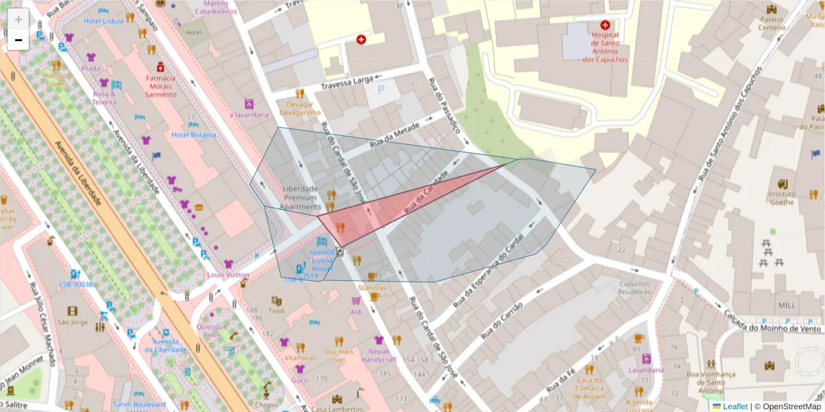 Mapa detalhado do código postal 1150-089 com limites, códigos postais vizinhos e agências dos correios
