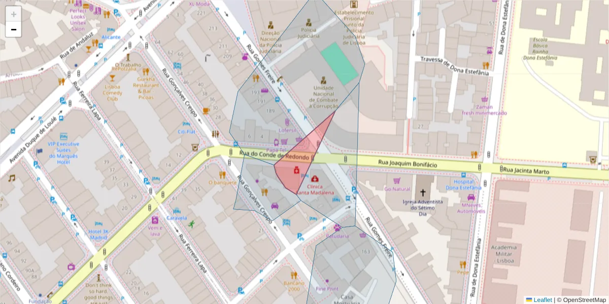 Mapa detalhado do código postal 1150-101 São Jorge de Arroios com limites, códigos postais vizinhos e agências dos correios