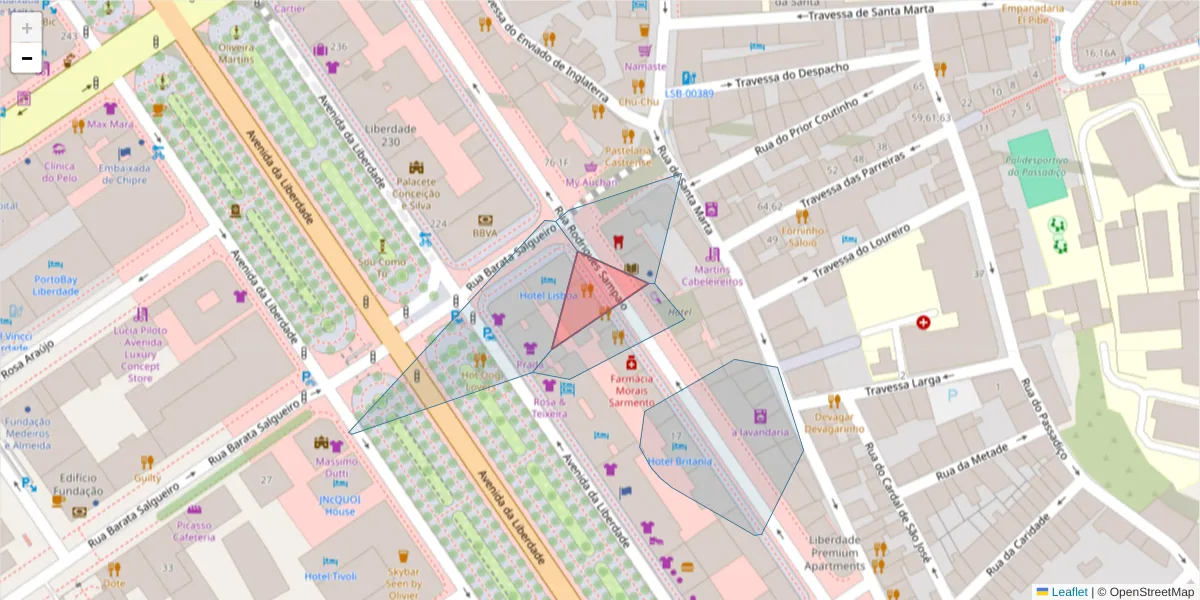 Mapa detalhado do código postal 1150 com limites, códigos postais vizinhos e agências dos correios