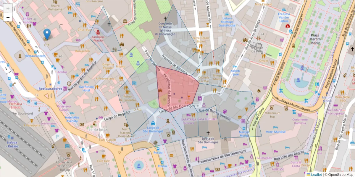 Mapa detalhado do código postal 1169-060 com limites, códigos postais vizinhos e agências dos correios