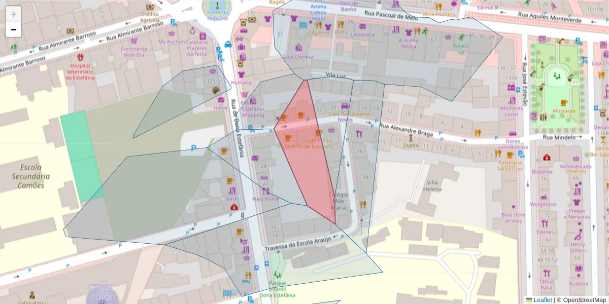 Mapa detalhado do código postal 1169-220 com limites, códigos postais vizinhos e agências dos correios