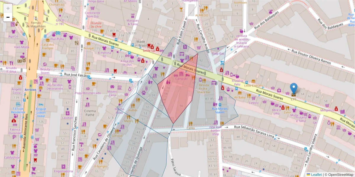 Mapa detalhado do código postal 1170-179 com limites, códigos postais vizinhos e agências dos correios