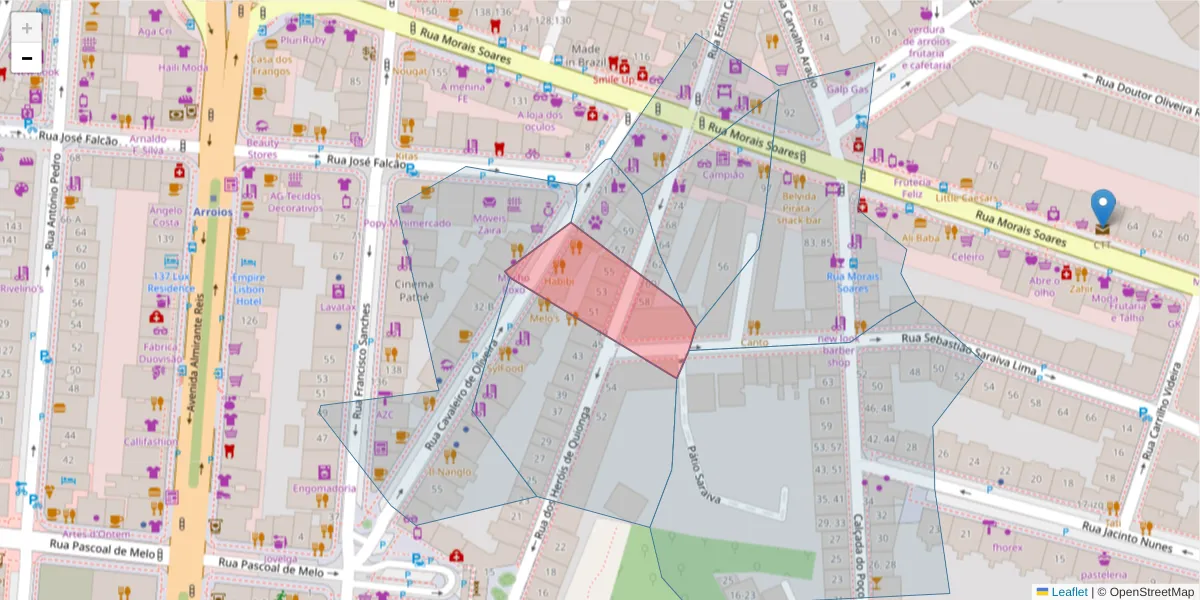 Mapa detalhado do código postal 1170-191 com limites, códigos postais vizinhos e agências dos correios