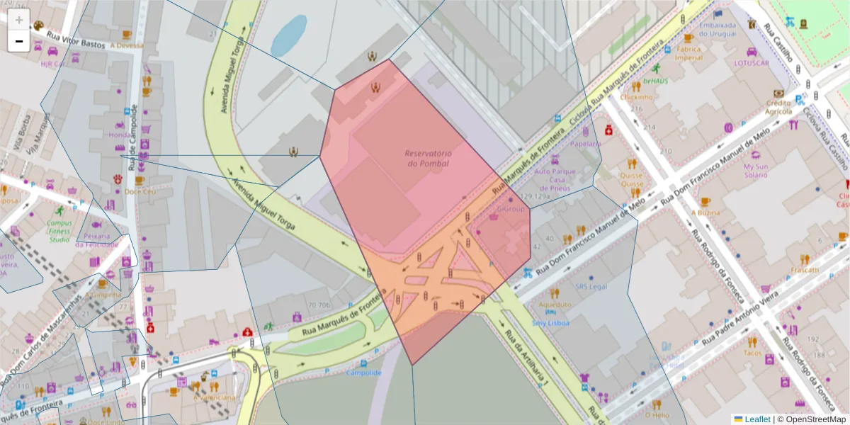 Mapa detalhado do código postal 1170-293 com limites, códigos postais vizinhos e agências dos correios
