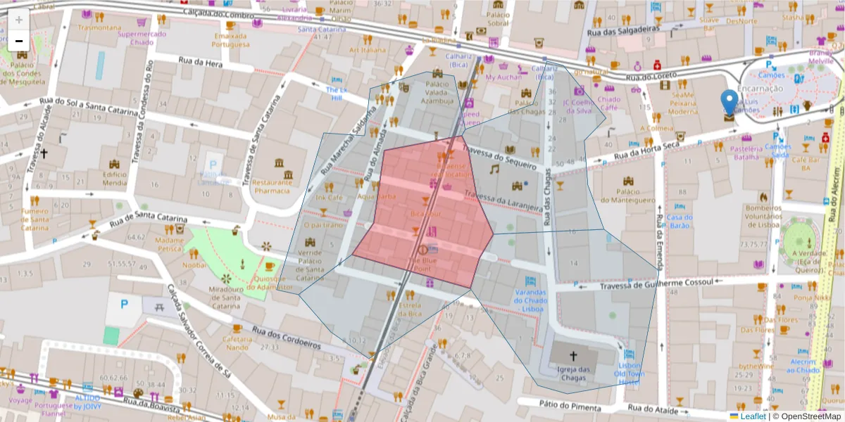 Mapa detalhado do código postal 1200-056 com limites, códigos postais vizinhos e agências dos correios