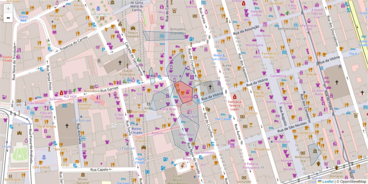 Mapa detalhado do código postal 1200-094 com limites, códigos postais vizinhos e agências dos correios
