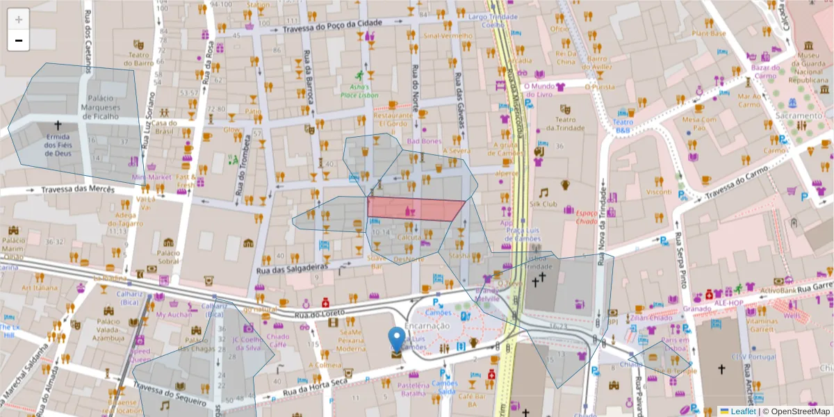 Mapa detalhado do código postal 1200-141 com limites, códigos postais vizinhos e agências dos correios