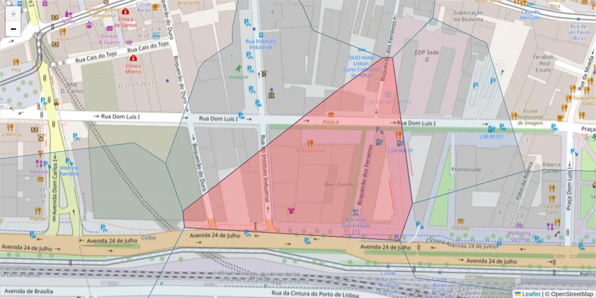 Mapa detalhado do código postal 1200-149 com limites, códigos postais vizinhos e agências dos correios