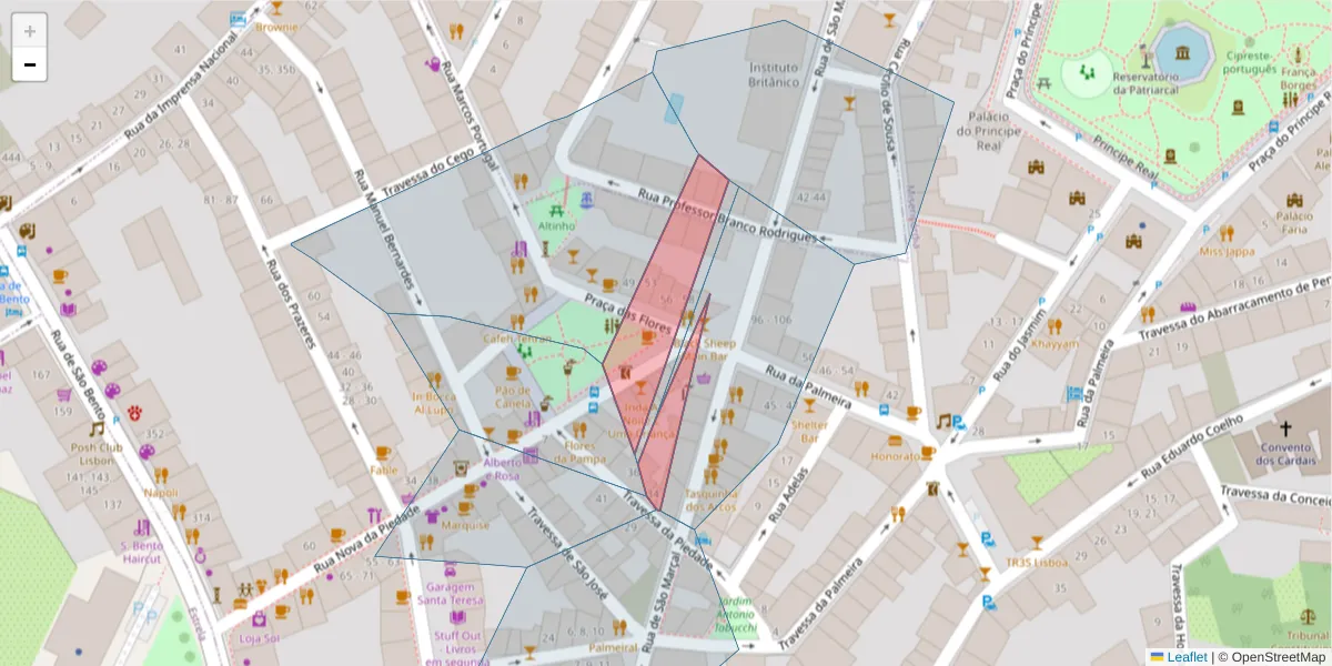 Mapa detalhado do código postal 1200-192 Mercês com limites, códigos postais vizinhos e agências dos correios