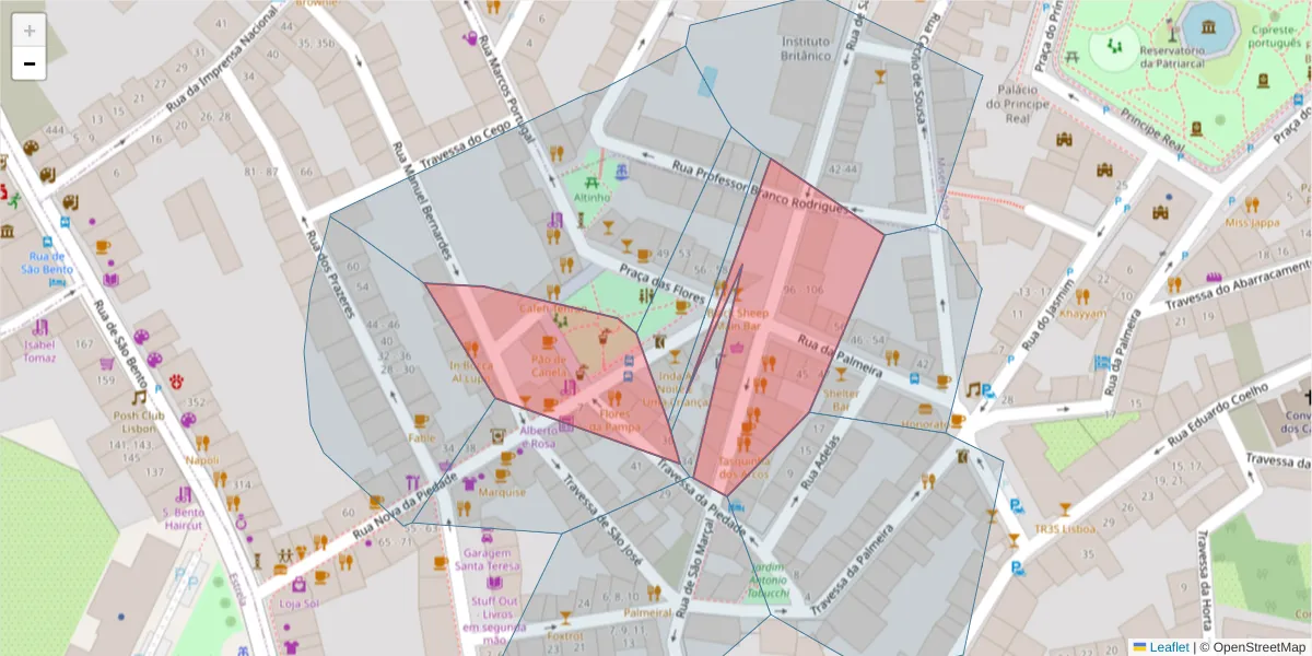Mapa detalhado do código postal 1200-192 com limites, códigos postais vizinhos e agências dos correios