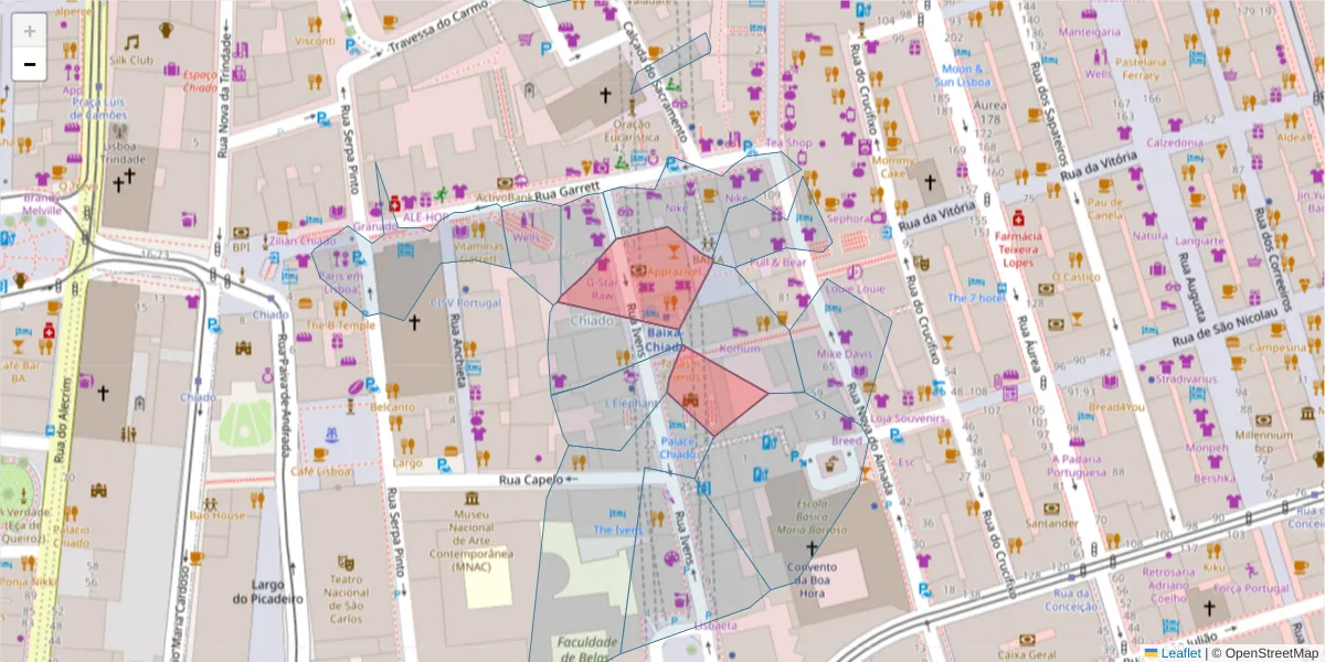 Mapa detalhado do código postal 1200-226 com limites, códigos postais vizinhos e agências dos correios