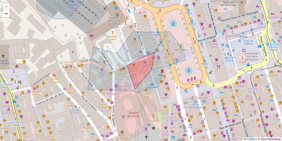 Mapa detalhado do código postal 1200-357 com limites, códigos postais vizinhos e agências dos correios