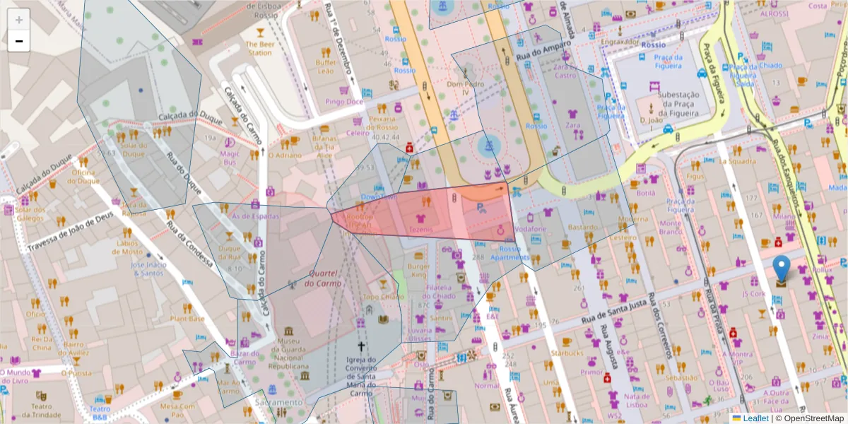 Mapa detalhado do código postal 1200-359 com limites, códigos postais vizinhos e agências dos correios