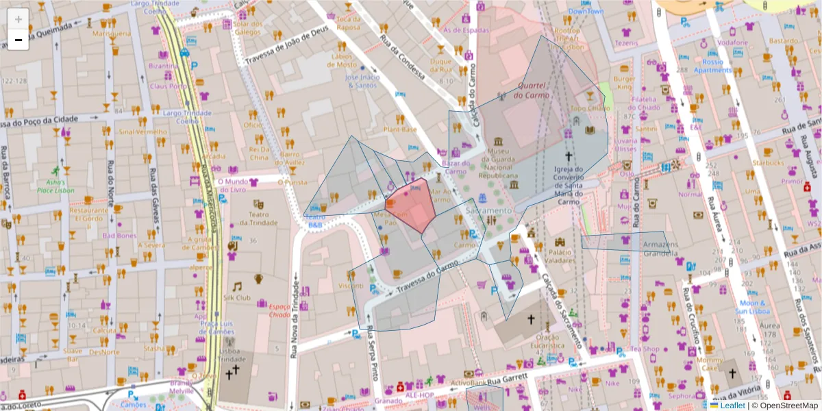 Mapa detalhado do código postal 1200-467 com limites, códigos postais vizinhos e agências dos correios