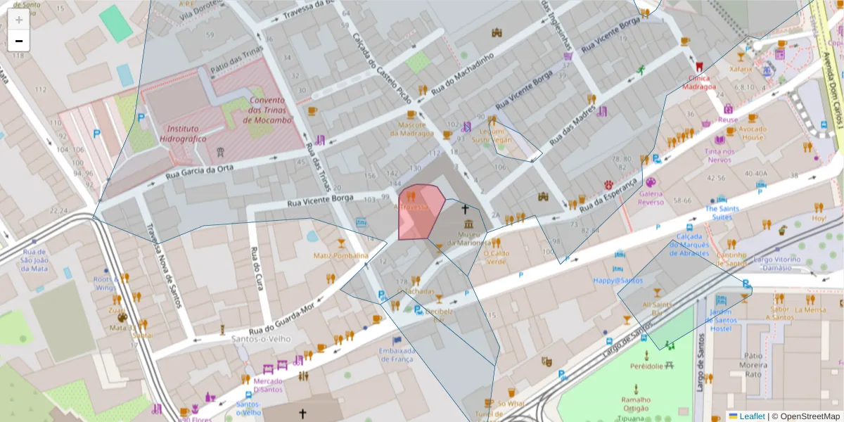 Mapa detalhado do código postal 1200-638 com limites, códigos postais vizinhos e agências dos correios