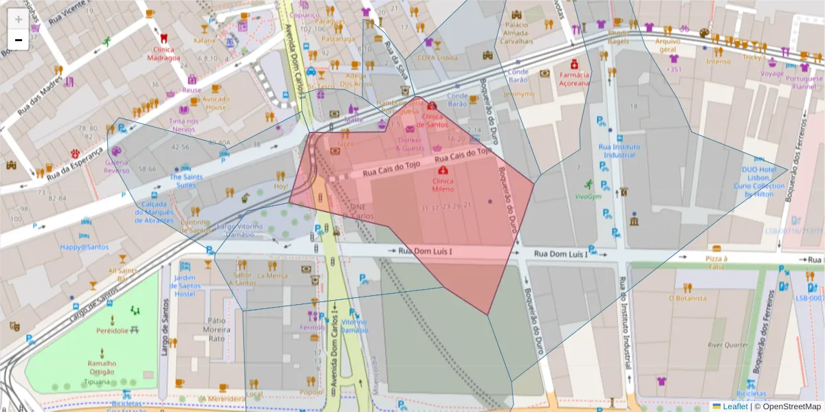 Mapa detalhado do código postal 1200-649 com limites, códigos postais vizinhos e agências dos correios