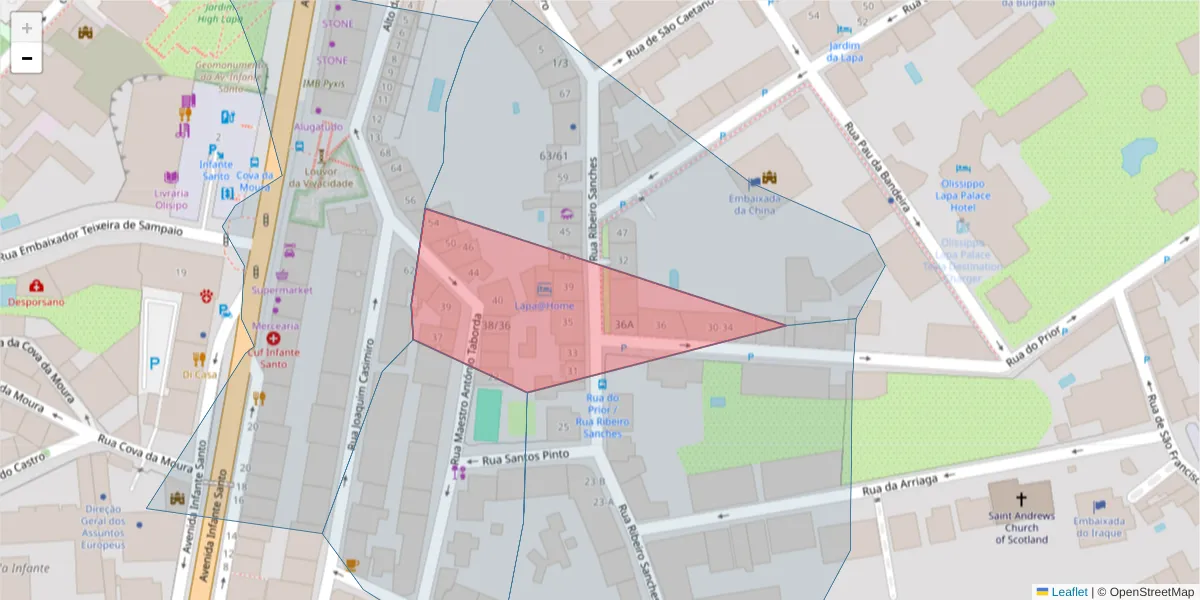 Mapa detalhado do código postal 1200-787 com limites, códigos postais vizinhos e agências dos correios