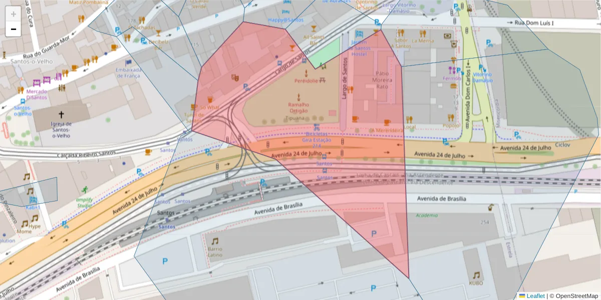 Mapa detalhado do código postal 1200-808 com limites, códigos postais vizinhos e agências dos correios