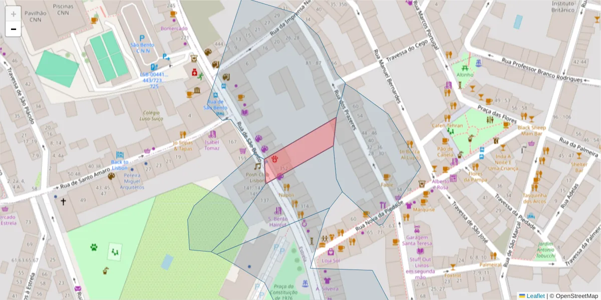Mapa detalhado do código postal 1200-820 com limites, códigos postais vizinhos e agências dos correios