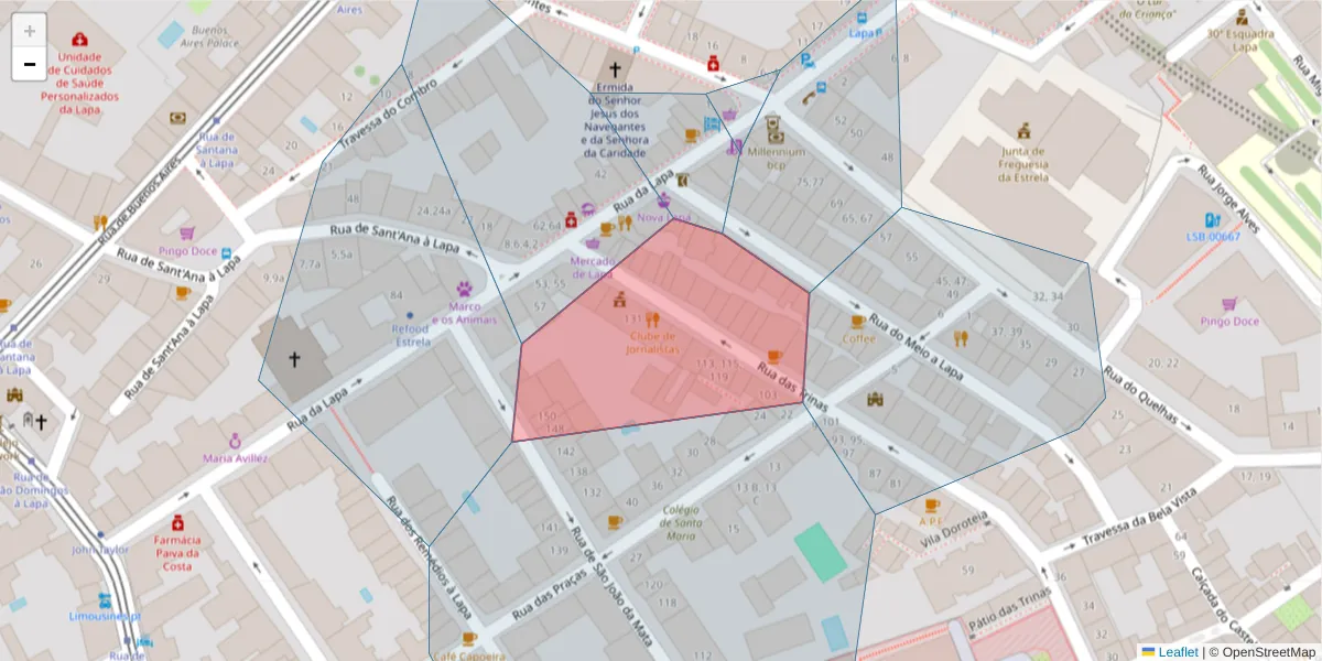 Mapa detalhado do código postal 1200-857 com limites, códigos postais vizinhos e agências dos correios