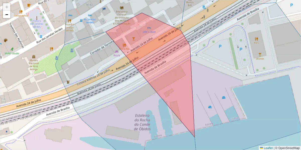 Mapa detalhado do código postal 1200-870 com limites, códigos postais vizinhos e agências dos correios
