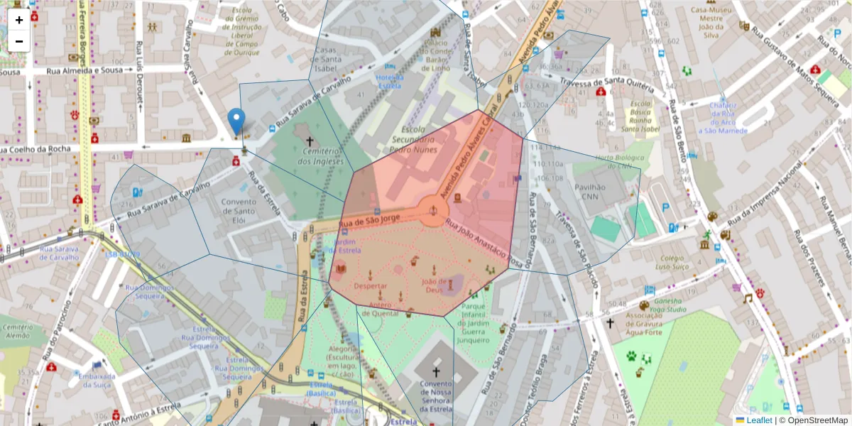 Mapa detalhado do código postal 1250-017 com limites, códigos postais vizinhos e agências dos correios