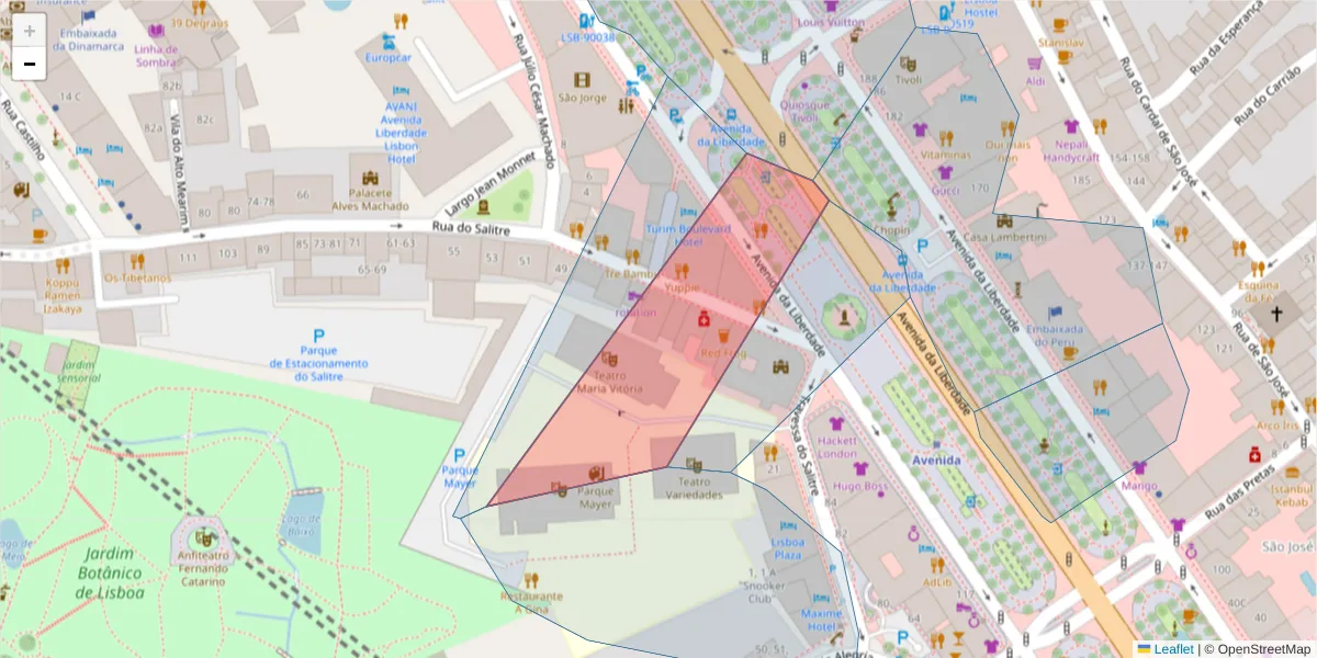 Mapa detalhado do código postal 1250-198 São Mamede com limites, códigos postais vizinhos e agências dos correios