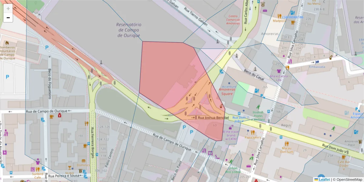 Mapa detalhado do código postal 1250-273 com limites, códigos postais vizinhos e agências dos correios