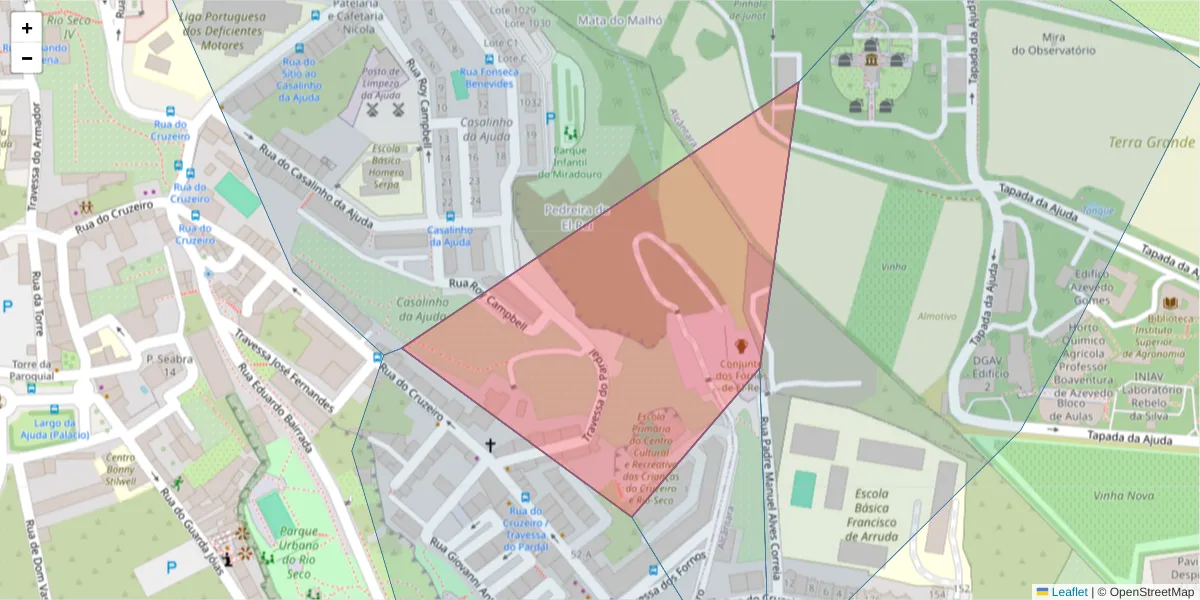 Mapa detalhado do código postal 1300-195 com limites, códigos postais vizinhos e agências dos correios