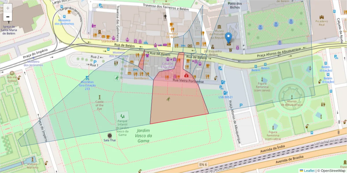 Mapa detalhado do código postal 1300-315 com limites, códigos postais vizinhos e agências dos correios