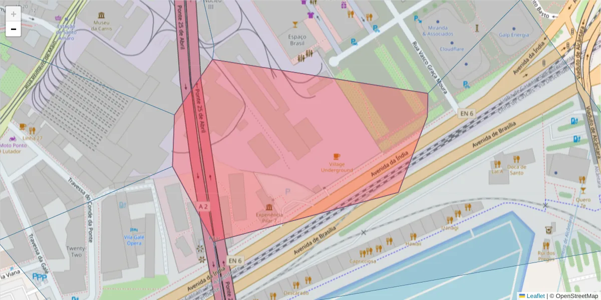 Mapa detalhado do código postal 1300-472 com limites, códigos postais vizinhos e agências dos correios