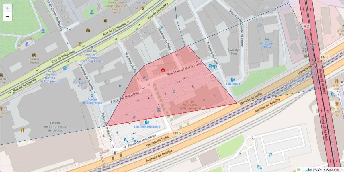 Mapa detalhado do código postal 1349-028 com limites, códigos postais vizinhos e agências dos correios