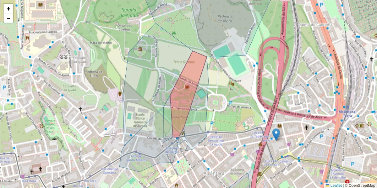 Mapa detalhado do código postal 1349-049 com limites, códigos postais vizinhos e agências dos correios