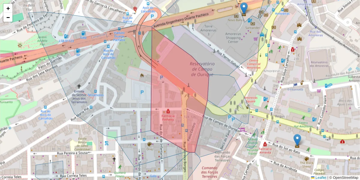 Mapa detalhado do código postal 1350-052 Santo Condestável com limites, códigos postais vizinhos e agências dos correios