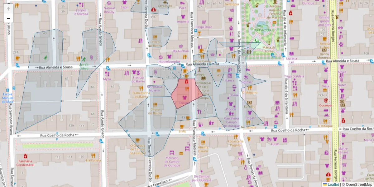 Mapa detalhado do código postal 1350-139 Santo Condestável com limites, códigos postais vizinhos e agências dos correios