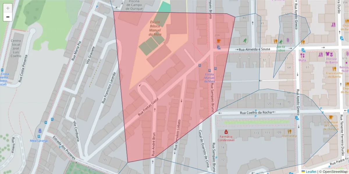 Mapa detalhado do código postal 1350-284 com limites, códigos postais vizinhos e agências dos correios